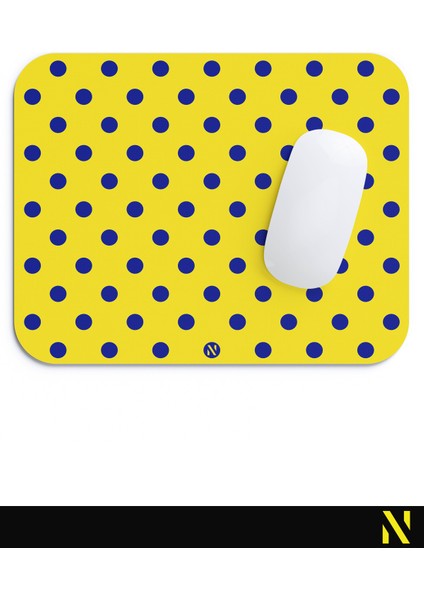 Sarı Lacivert Puantiye Desenli Ergonomik Mouse Pad - 23 cm x 19 cm - Kaydırmaz Taban Ev ve Ofis Kullanımı Için Ideal Fare Altlığı Mousepad fırsatları