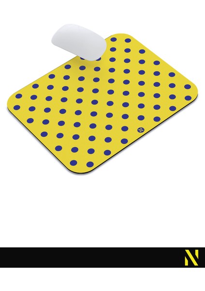 Sarı Lacivert Puantiye Desenli Ergonomik Mouse Pad - 23 cm x 19 cm - Kaydırmaz Taban Ev ve Ofis Kullanımı Için Ideal Fare Altlığı Mousepad indirimleri