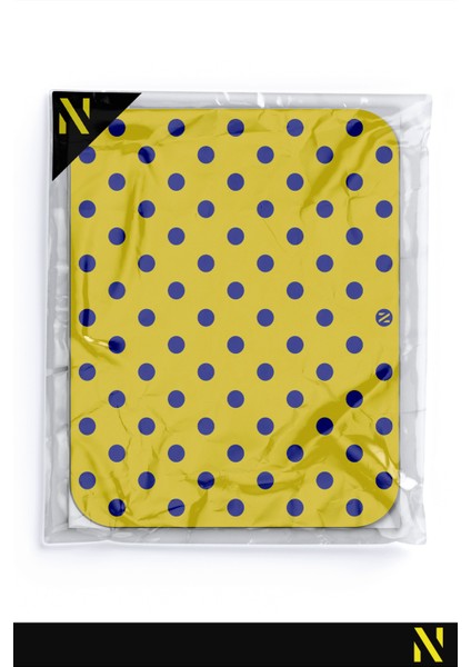 Sarı Lacivert Puantiye Desenli Ergonomik Mouse Pad - 23 cm x 19 cm - Kaydırmaz Taban Ev ve Ofis Kullanımı Için Ideal Fare Altlığı Mousepad