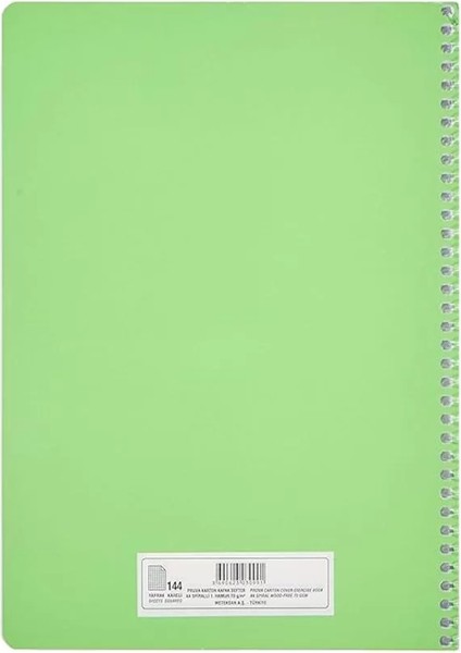 Pruva A4 Pet Spiralli Karton Kapaklı Defter 144 Yaprak - Kareli - Yeşil fiyatları