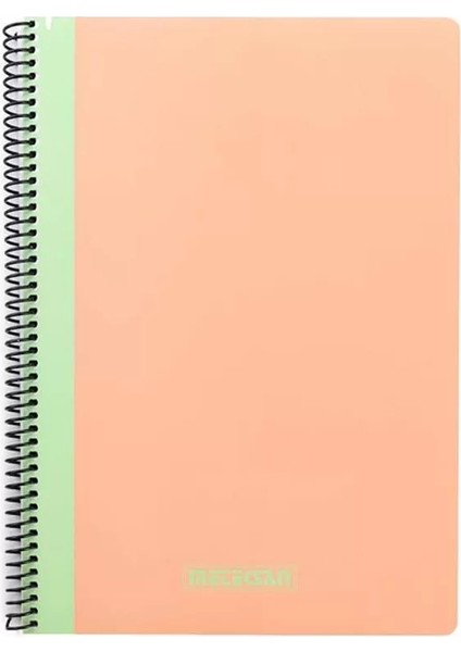 Pruva Pastel Serisi, A4 80 Yaprak Kareli Karton Kapaklı Pet Spiralli Defter, Pembe