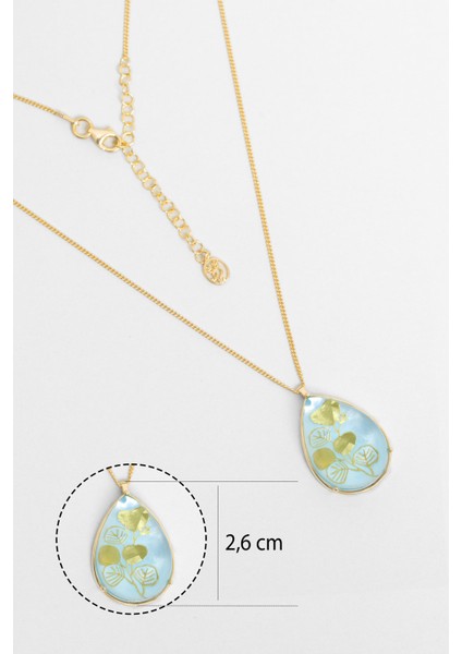 Zeytin Dalı 18 Ayar Sarı Altın Kaplama 45 cm Gümüş Sedef Kolye fiyatları