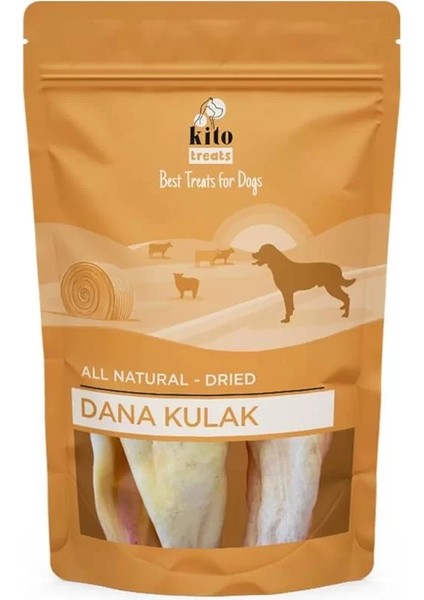 Kurutulmuş Dana Kulak Çiğnemelik Köpek Ödül MAMASI%100 Doğal, Glutensiz, Organik 100 gr (Dog