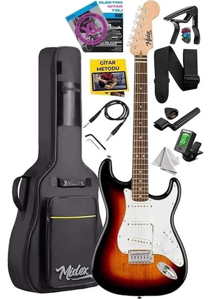 RPH-30SB Gül Klavye Strat Kasa Sss Elektro Gitar Seti