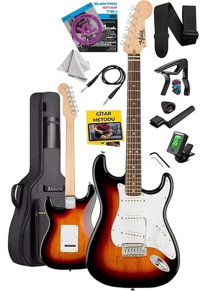 RPH-30SB Gül Klavye Strat Kasa Sss Elektro Gitar Seti fiyatları