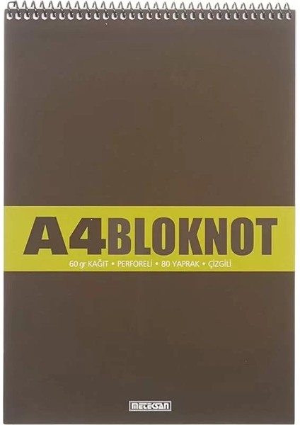 A4 Pet Spiralli Bloknot 80 Yaprak, Çizgili