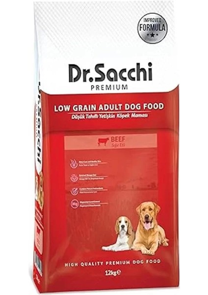 Dr.sacchi Düşük Tahıllı Sığır Etli Yetişkin Köpek Maması 12KG fiyatları