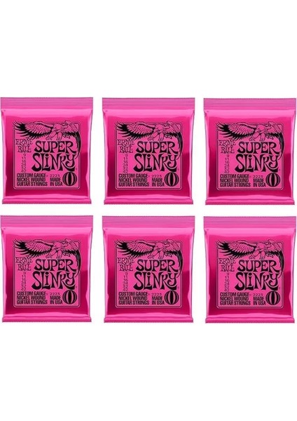 Ernie Ball Super Slinky Nickel Wound Electric Guitar Strings 6 Pack - 9-42 Gauge
