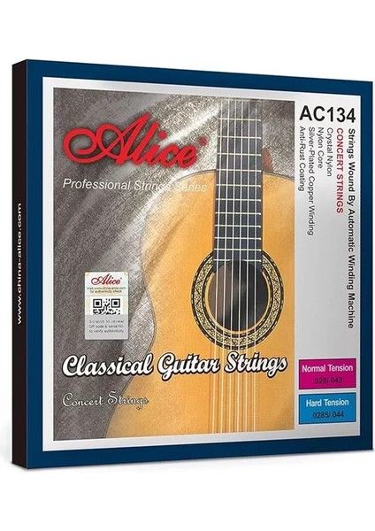 AC134-N Klasik Gitartelli Klasik Naylon Gitar Telli,normal Gerginlik 28-43 Ölçü, Paslanma
