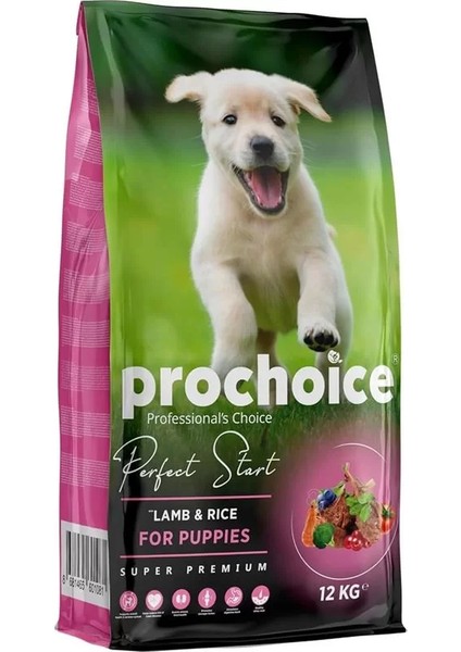 Perfect Start, Yavru Köpekler Için, Hipoalerjenik, Kuzu Etli ve Pirinçli Kuru Mama, 12 kg