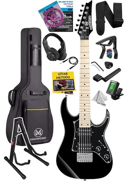 DE-150BK-ST Maple Klavye Hh Manyetik Yüksek Kaliteli Elektro Gitar Seti
