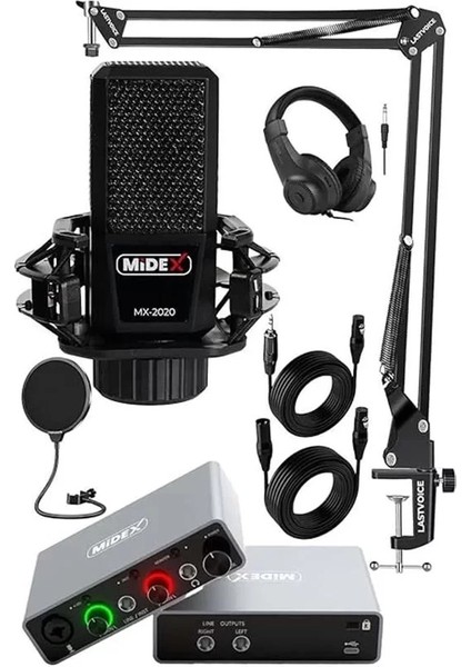 Central-Gr Pack-1 Stüdyo Kayıt Ekipmanları GLX-700GR Ses Kartı MX-2020 Stüdyo Mikrofon