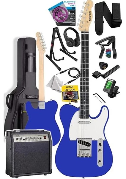 TLX-50BL-30AMP Tele Kasa Maple Klavye 2 Single-Coil 30W Amfili Elektro Gitar fiyatları