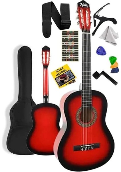 CG-34RD Kaliteli 34 Inç 1/2 Juniur Gitarı 4-8 Yaş Arası (Çanta Capo Nota Sticker Askı