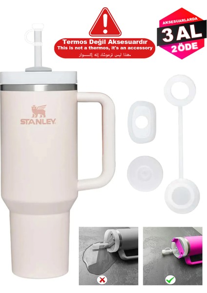 Quencher ve Yeni Nesil Pipetli Termos Uyumlu 3 Parça Sızdırmaz Koruyucu Aksesuar Silikon Set indirimleri