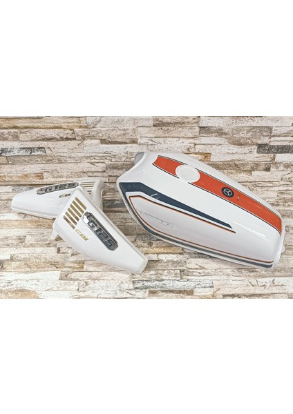 Cg Şeritli Benzin Deposu ve Yan Kapak Takımı Beyaz fiyatları