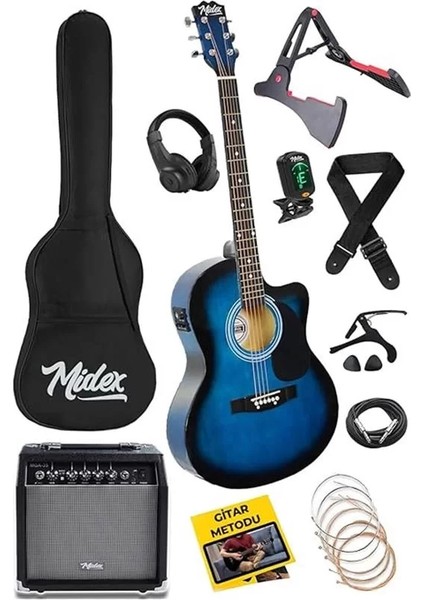 RG-560BL-AMP Mavi Amfili Elektro Akustik Gitar Full Set
