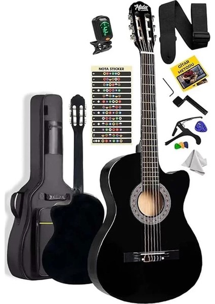 CG-395BK Siyah Klasik Gitar 4/4 Sap Ayarlı Kesik Kasa Full Set (Çanta Askı Tuner Metod Pena) fiyatları