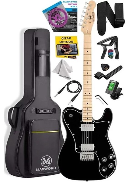 TLX-60BK Telecaster Maple Klavye Hh Profesyonel Elektro Gitar