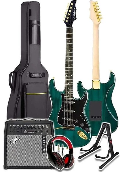GLC-40GR-50AMP Elektro Gitar Seti 50 Watt Şarjlı Bt Amfi Kulaklık ve Full Set fiyatları