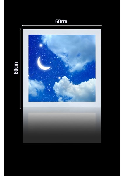 1x1-Tekli-Tavana Yapışık LED PANEL-54W-SIVA Üstü-Kolay Montaj-Bulutlu Ay- LED fiyatları
