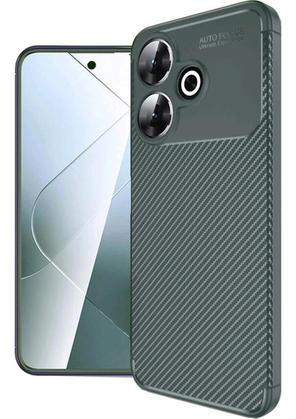 Xiaomi Redmi 13 4g Kılıf Auto Focus Karbon Kapak - Koyu Yeşil