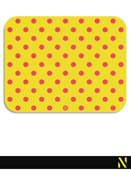 Sarı Kırmızı Puantiye Desenli Ergonomik Mouse Pad - 23 cm x 19 cm - Kaydırmaz Taban Ev ve Ofis Kullanımı Için Ideal Fare Altlığı Mousepad