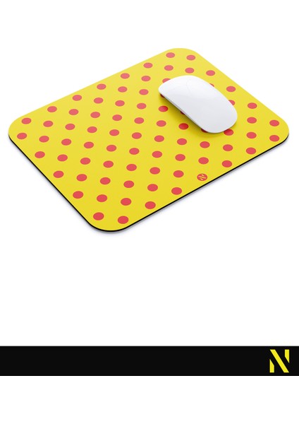 Sarı Kırmızı Puantiye Desenli Ergonomik Mouse Pad - 23 cm x 19 cm - Kaydırmaz Taban Ev ve Ofis Kullanımı Için Ideal Fare Altlığı Mousepad modelleri