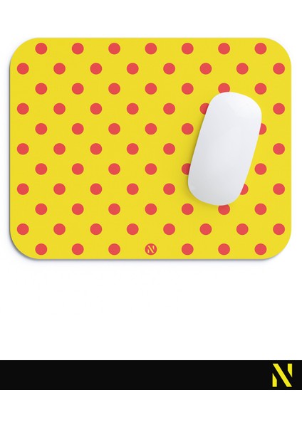 Sarı Kırmızı Puantiye Desenli Ergonomik Mouse Pad - 23 cm x 19 cm - Kaydırmaz Taban Ev ve Ofis Kullanımı Için Ideal Fare Altlığı Mousepad fırsatları