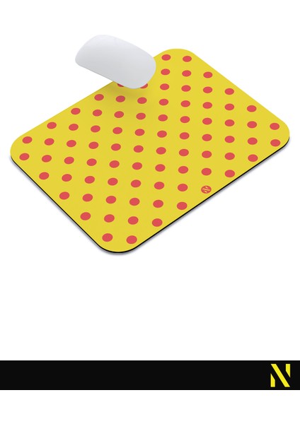 Sarı Kırmızı Puantiye Desenli Ergonomik Mouse Pad - 23 cm x 19 cm - Kaydırmaz Taban Ev ve Ofis Kullanımı Için Ideal Fare Altlığı Mousepad indirimleri