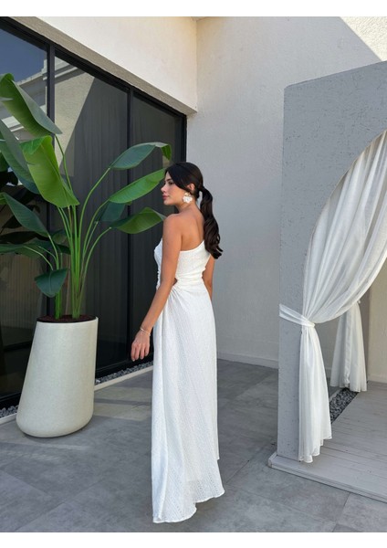 Tek Omuz Dantel Dokulu Büzgülü Elbise indirimleri