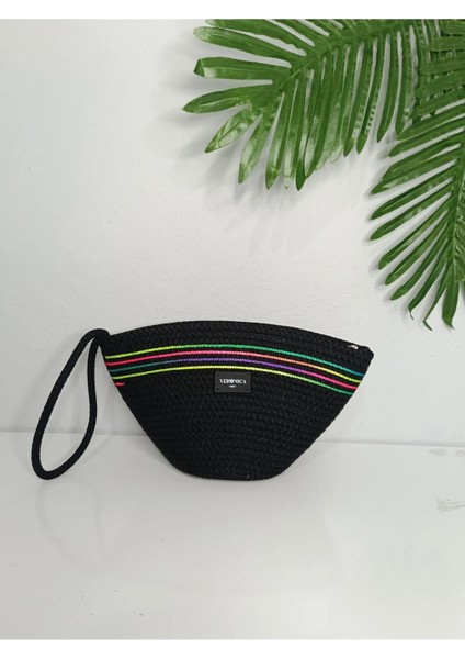 Veronica Art Renkli Makyaj Çantası, Clutch El Çantası , Polyester Tress Çanta modelleri