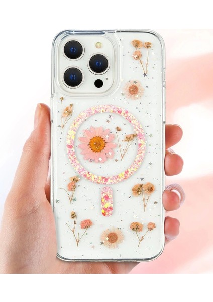iPhone 16 Pro Kılıf Daisy Simli Magsafe Kapak - Mor modelleri
