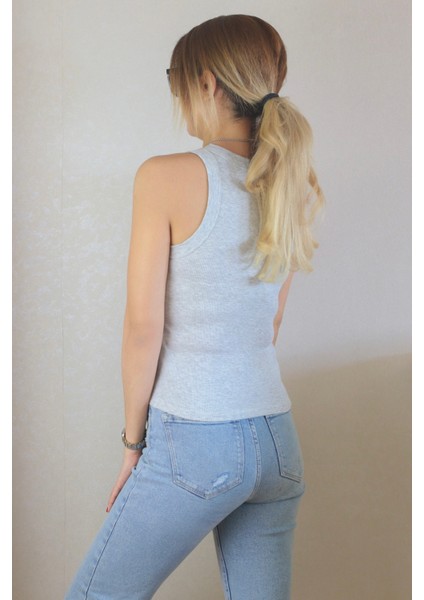 Kadın 3’lü Premium Doku Pamuklu Fitilli Atlet Beyaz, Siyah , Gri