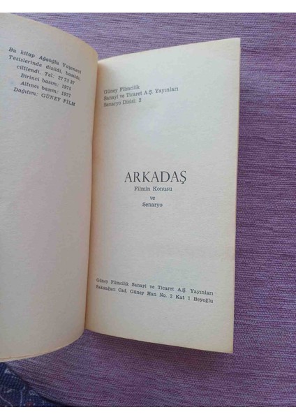 Yilmaz Guney Arkadas Film Senaryo ve Film Konusu 1977 Basim 152 Sayfa 50 Yila Ragmen Cok Iyi Durumdadır modelleri
