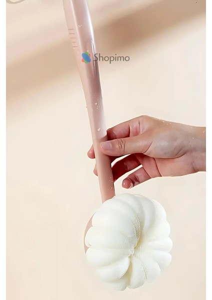 Çift Taraflı Banyo Sırt Kesesi Yumuşak Duş Lifi Uzun Saplı Masajlı Banyo Fırçası