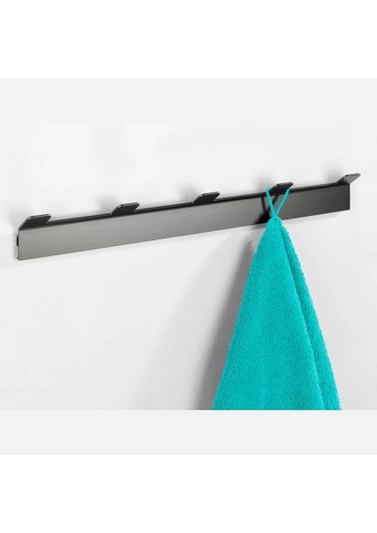 Gbmotion Gri Alüminyum 5 Askılı Duvar Tipi Havlu Askısı – Vidalı Montaj, Modern Köşesiz Tasarım (49 x 5,8 x 3,3 Cm)