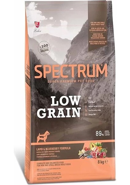 Low Grain Kuzu Etli ve Yaban Mersinli Mini ve Küçük Irk Yetişkin Köpek Maması 8 kg