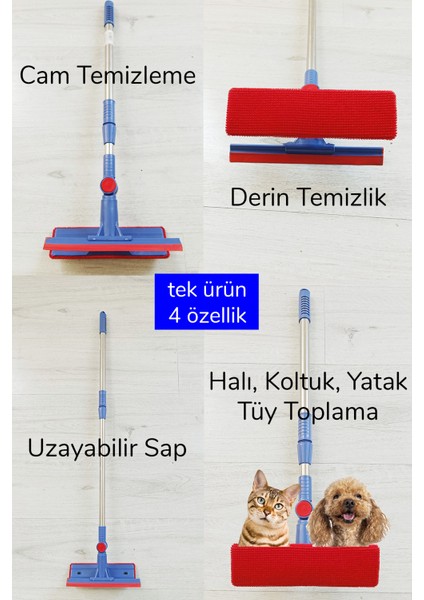 Çok Amaçlı Pratik Cam Temizleyici Kıl Tüy Toplayıcı Halı Kanepe Koltuk Temizleyici Döner Başlıklı