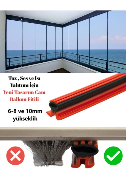 Cam Balkon Fitili 6mm Yükseklik 5 Metre Uzunluk Toz, Ses ve Isı Yalıtımı Için Kıl Fitil Alternatifi