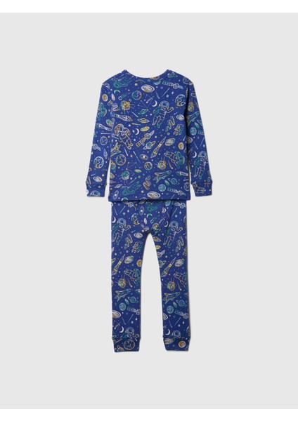 Bebek Mavi %100 Organik Pamuk Desenli Pijama Takımı fiyatları