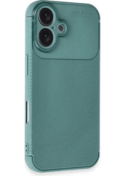 iPhone 16 Plus Kılıf Auto Focus Karbon Kapak - Koyu Yeşil fiyatları