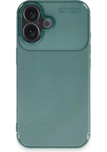 iPhone 16 Plus Kılıf Auto Focus Karbon Kapak - Koyu Yeşil fırsatları