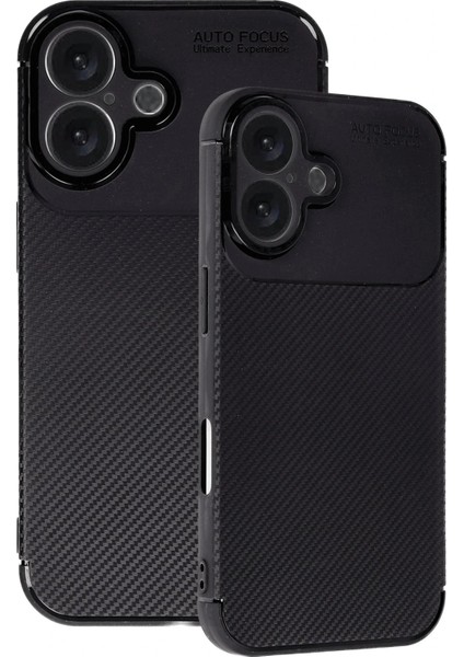 iPhone 16 Kılıf Auto Focus Karbon Kapak - Siyah modelleri