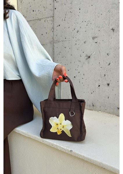 Salva Mini Desenli Kanvas Çapraz Çanta Kahverengi modelleri