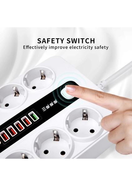 6 Adet Akıllı Bkl Priz Akım Korumalı, 5 USB ve 1 Type-C Pd 20W Bağlantılı 2 Metre Kablolu modelleri