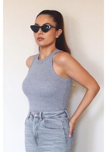 Kadın Premium Doku Duman Gri Fitilli Pamuklu Atlet fırsatları