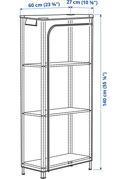 Hyllıs Dış Mekan Raf Ünitesi 60 x 27 x 140 cm Şeffaf Kılıflı Çelik Toz Korumalı Sera Kullanımlı indirimleri