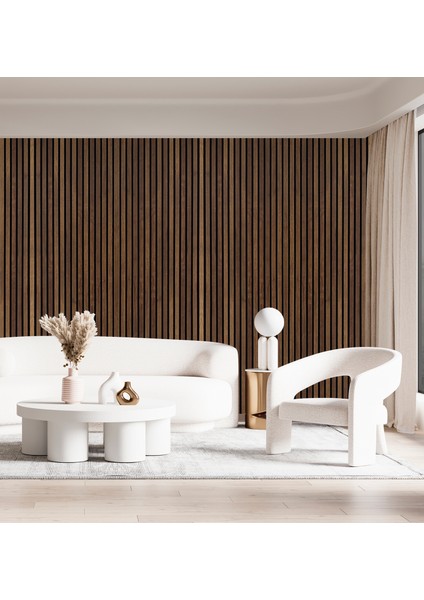 Flex 60X245 cm Ceviz Renk Akustik Ahşap Duvar Paneli