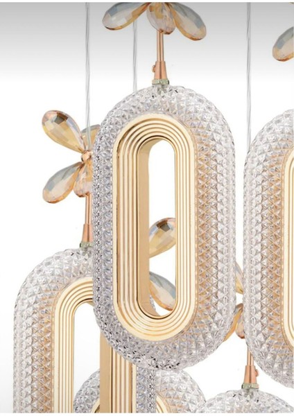 Alfa LED 8'li Gold 3 Renk Modu Ledli Kristal Taşlı Modern LED Avize indirimleri